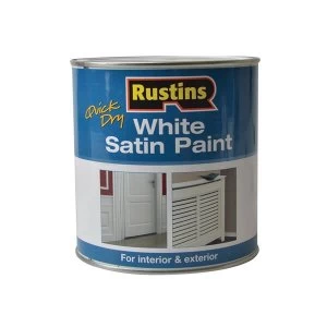 image of Rustins Quick Dry White Satin Paint 1 Litre