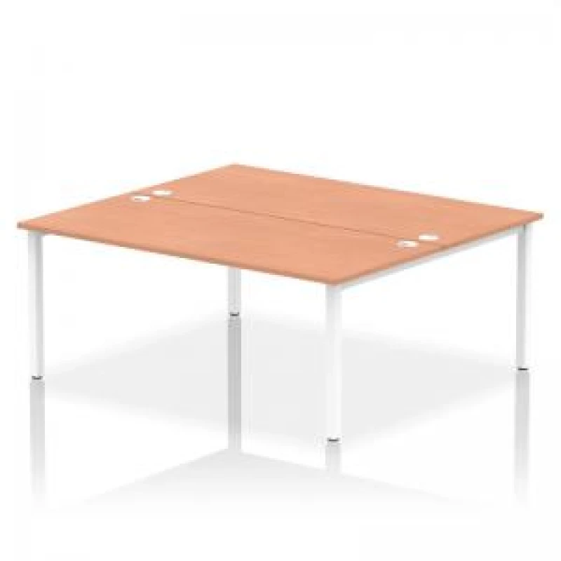 Image of Impulse Impulse Bench B2B 2 Person 1800 White Frame Office Bench Desk Beech IMB2P18BCHW