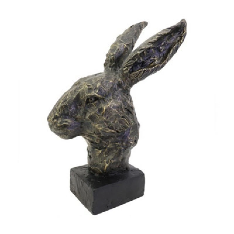 Image of Buttercup Farm Albert Rabbit Head Sculpture - Polyresin/limestone - L15.2 X W27.8 X H40.3cm - Antique Bronze