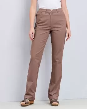 image of Cotton Traders Womens Classic Straight-Leg Chino Trousers in Beige