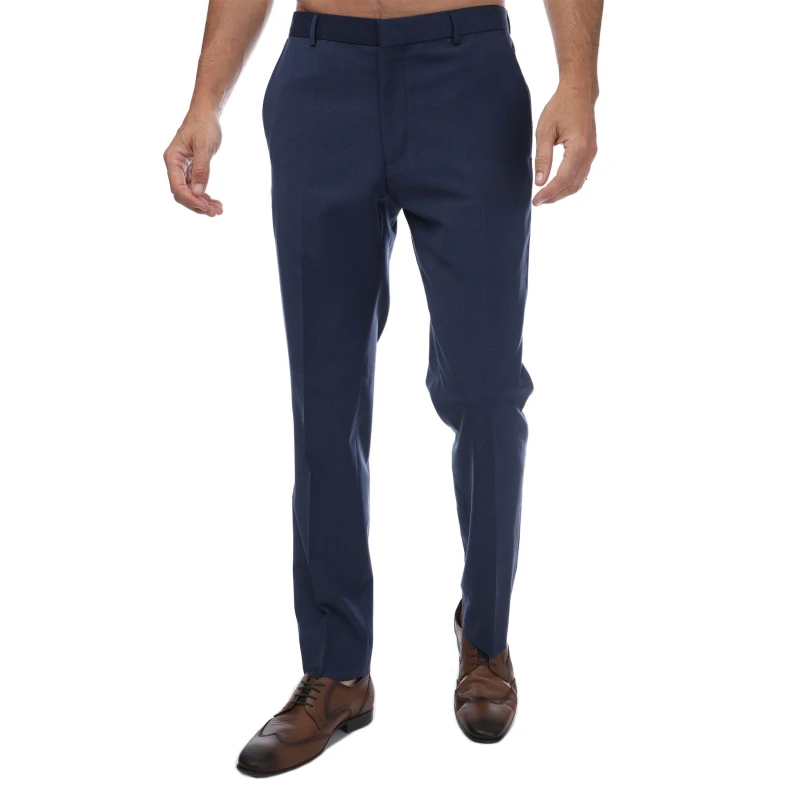 Image of Ted Baker Men Premium Blue Panama Slim Suit Trousers Size: 36R Blue 36R Male 5059508279956