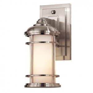 Image of 1 Light Outdoor Small Wall Lantern Light Brushed Steel IP44, E27