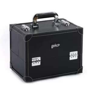 Image of Vanity Case Makeup Box Box Black Faux Leather