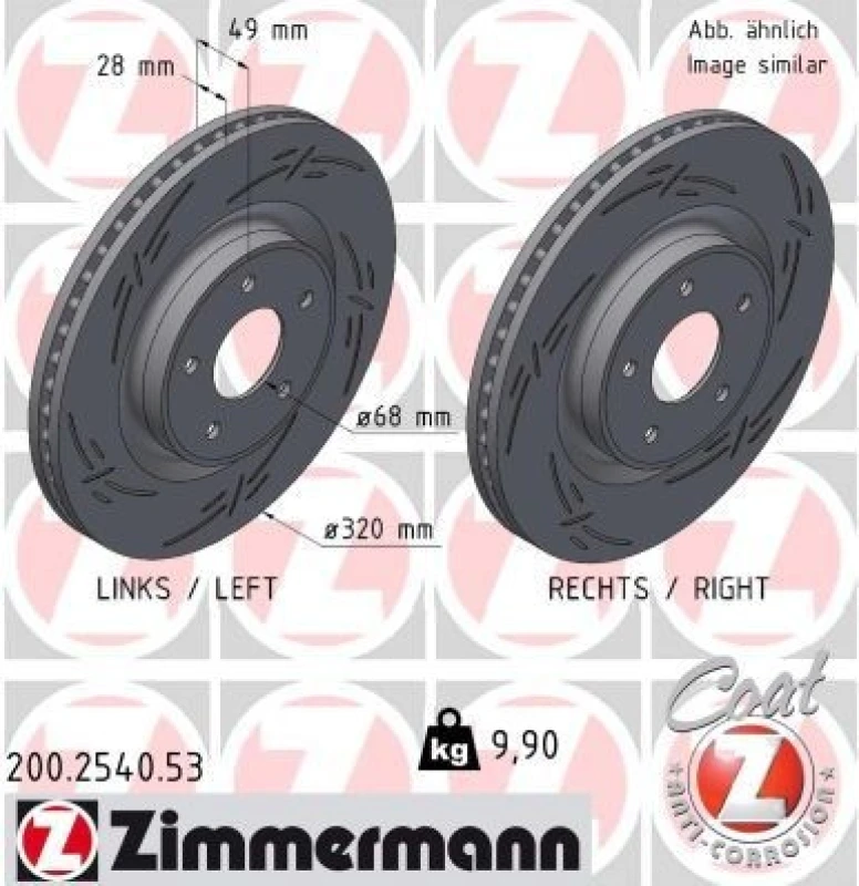 Image of ZIMMERMANN Brake disc ZIMMERMANN 200.2540.53