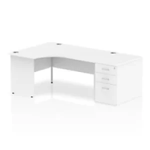 Image of Dynamic Corner Left Hand Desk White MFC Panel End Leg White Frame Impulse 1600 x 1200 x 730 mm