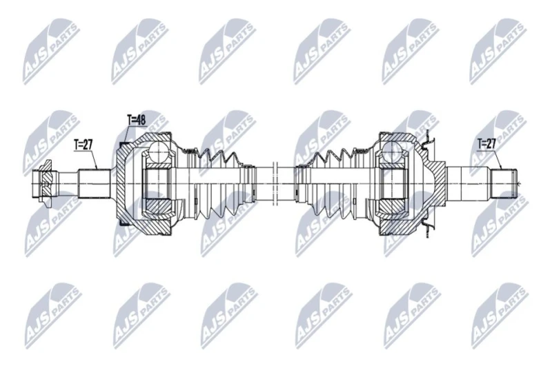 Image of NTY NPW-ME-197 Drive shaft Automatic Transmission, Rear Axle Right Drive Shaft (13)