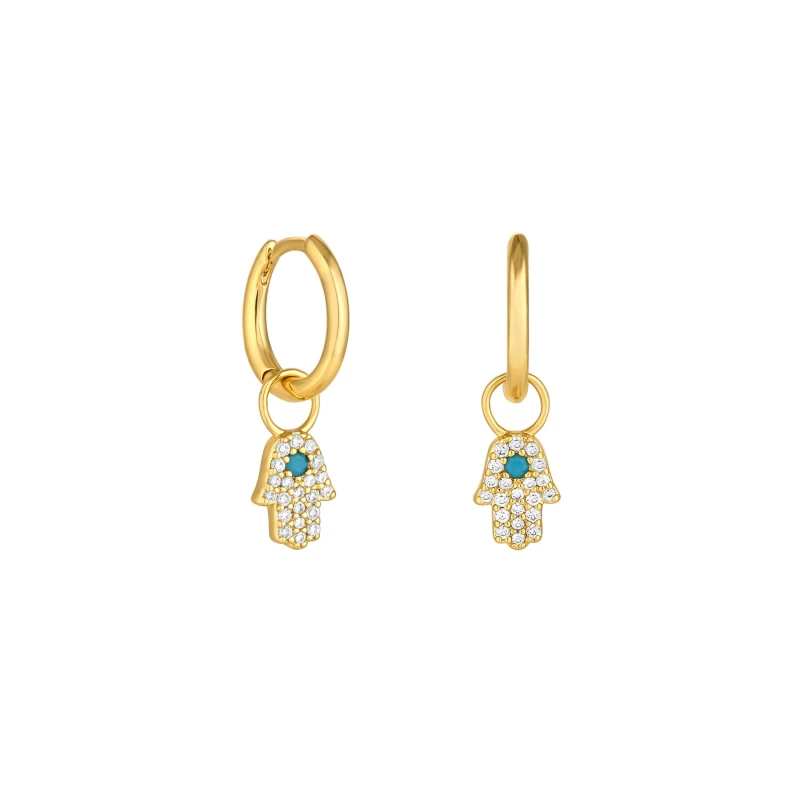 Image of Inicio 14K Gold Plated Recyc Hand Hoops - Gift Pouch Hoop Earrings One Size Gold 87952310000