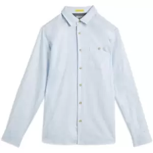 Image of Ted Baker Sauss Ls Linen Shirt - Blue