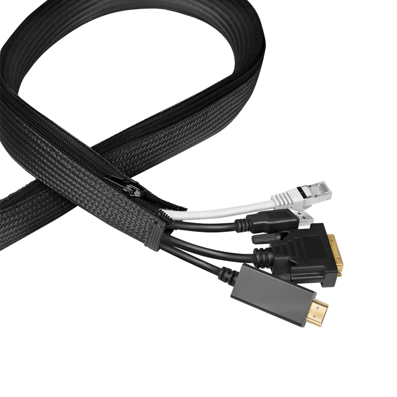 Image of LogiLink Cable sleeve with zipper. Polyester. OD: 50 mm. black. 5 m