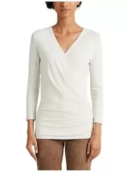 Image of Lauren by Ralph Lauren Alayja Wrap Detail Top, Cream, Size L, Women