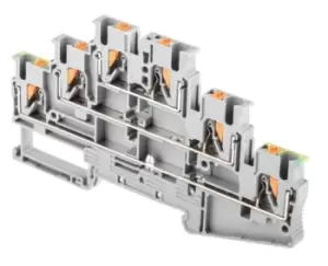 image of Phoenix Contact Grey PT 2.5-PE/L/L Multi Level Terminal Block, 26 12 AWG, 0.14 4mm, 500 V