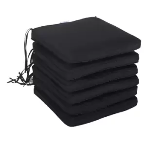 image of Outsunny Set of 6 Dining Chair Seat Pads w/ Straps - Black