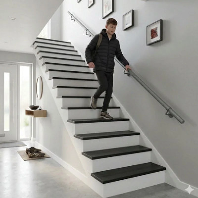Image of Forgeworks Premium Textured Grey 3.6M Indoor Stair Handrail Kit. Easy Install All In One Box With Brackets/endcaps. 5Yr Guarantee