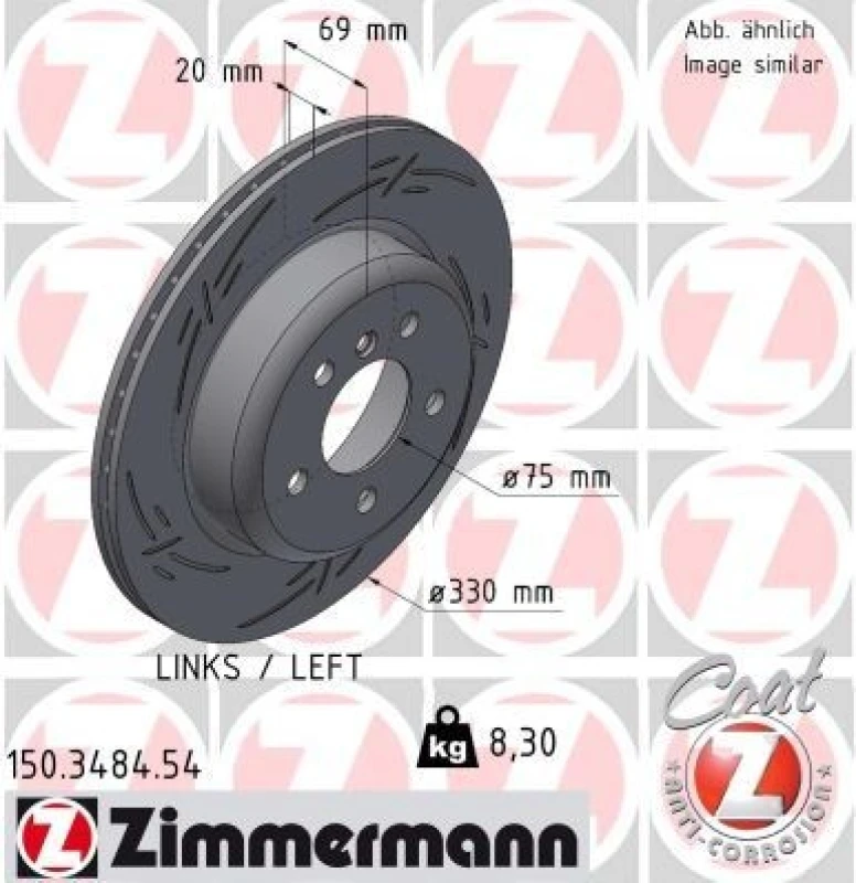 Image of ZIMMERMANN Brake disc ZIMMERMANN 150.3484.54