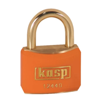 Image of Kasp K12440ORAA1 Brass Padlock - 40mm - Brass Shackle - Orange - K...