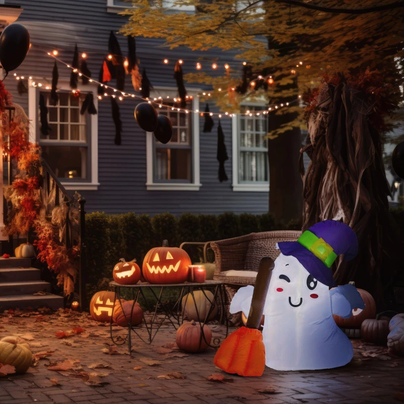 Image of SO House Inflatable - Halloween Ghost In Hat - 1m - Multi Multi One Size