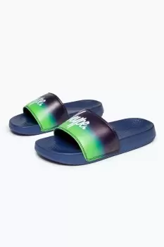 image of HYPE KIDS UNISEX GREEN LIME FADE SCRIPT SLIDERS