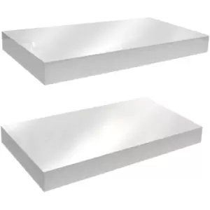 Wall Mounted 40cm Floating Shelf - Pack of Two - White - White