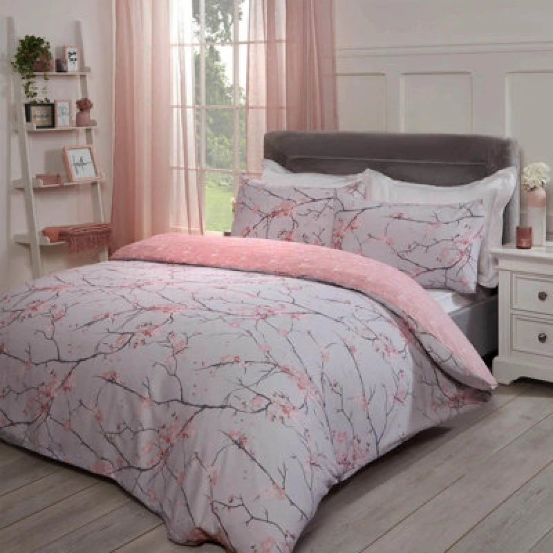 Image of OHS OHS Spring Blossoms Print Duvet Cover with Pillowcase in Light Pink Size: Single Light Pink Single Unisex 5027434008407