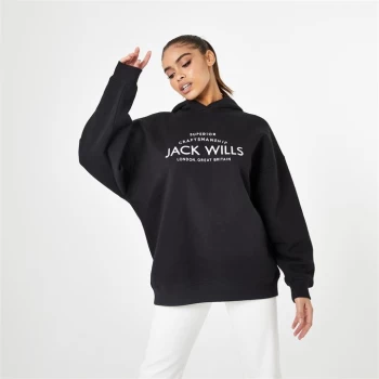 image of Jack Wills Longline Logo Hoodie - Black