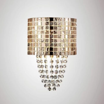 Image of Camden Wall Lamp 2 Bulbs G9 Rose Gold / Mosaic Glass / Crystal