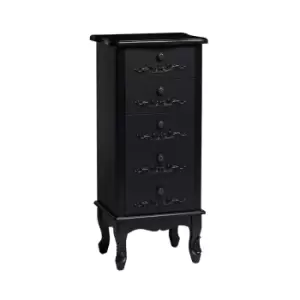 image of Antoinette Tallboy Black 5 Drawer Chest