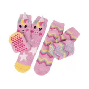 image of totes Toasties Unicorn Super Soft Kid's Slipper Socks Pink