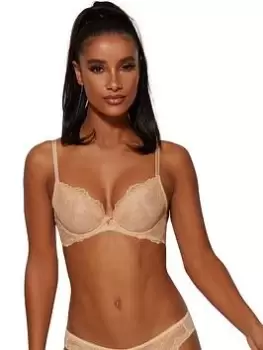 Image of Gossard Superboost Lace Padded Plunge Bra - Nude, Nude, Size 32B, Women