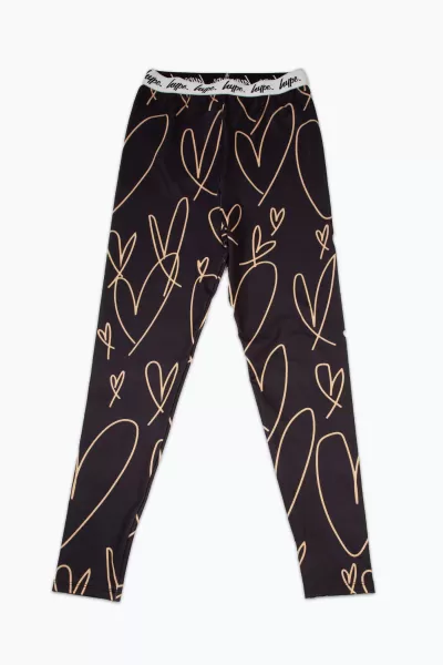 Image of Hype Beige Scribble Heart Leggings Beige