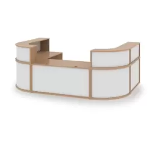 Denver extra large U-shaped complete reception unit - beech with white panels