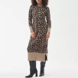 Image of Barbour International Agusta Leopard-Intarsia Midi Dress - UK 12