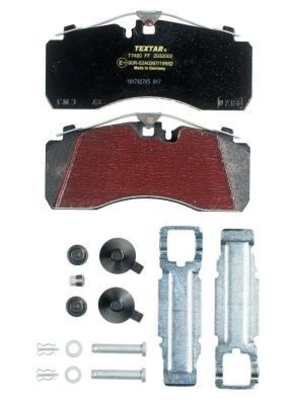 Image of TEXTAR 2932002 Brake pad set prepared for wear warning indicator, with accessories Brake Pad Set,disc brake (402)