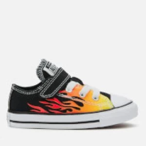 Image of Converse Toddlers Chuck Taylor All Star 1V Archive Flame Ox Trainers - Black/Enamel Red/Fresh Yellow - UK 5 Toddlers