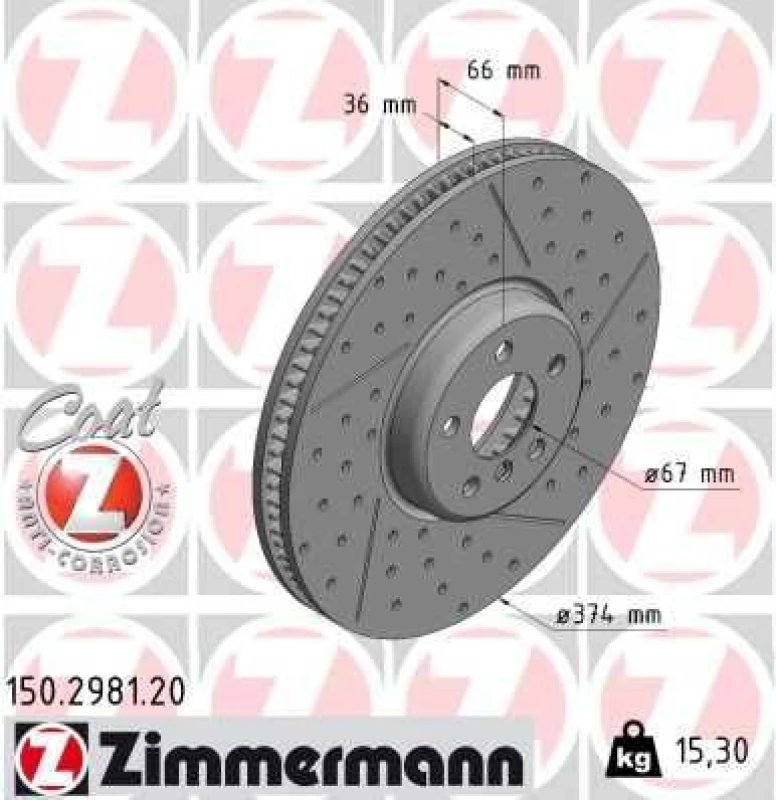 Image of ZIMMERMANN Brake disc ZIMMERMANN 150.2981.20