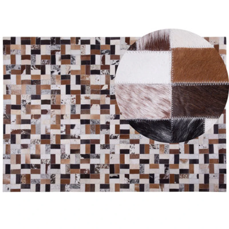 Image of Beliani Rug Cesme Multicolour 160 X 230 Cm Leather