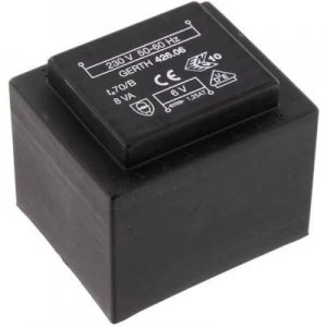 Image of PCB mount transformer 1 x 230 V 2 x 6 V AC 8 VA 666 mA