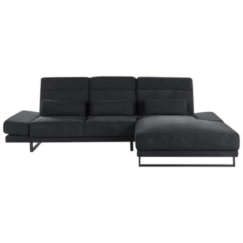 Image of Beliani Corner Sofa 4 Seater Ikast Fabric Black Left Hand