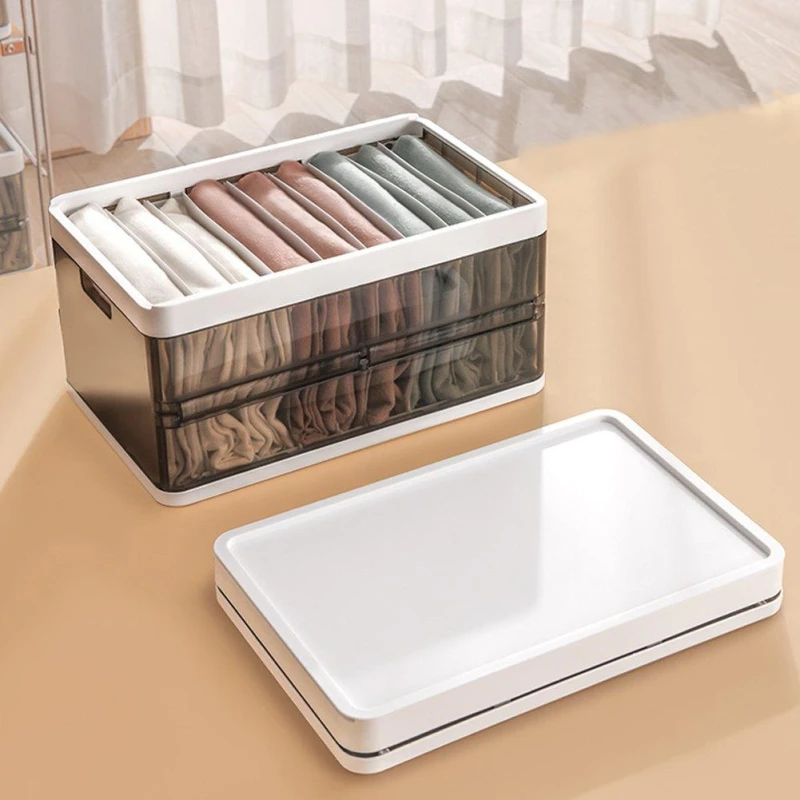 Image of LIFE IDEAS 2pcs Clothes Storage Box White/Brown unisex 2pcs