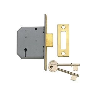 image of Yale Locks PM322 3 Lever Mortice Deadlock Polished Brass 79mm 3in