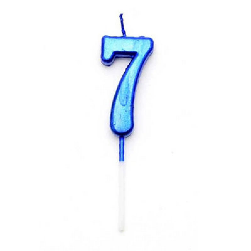 Image of Shatchi Blue 7 Number Candle Birthday Anniversary Party Cake Decorations Topper Blue unisex