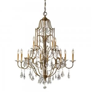 image of 12 Light Multi-Tier Chandelier, Oxidised Bronze