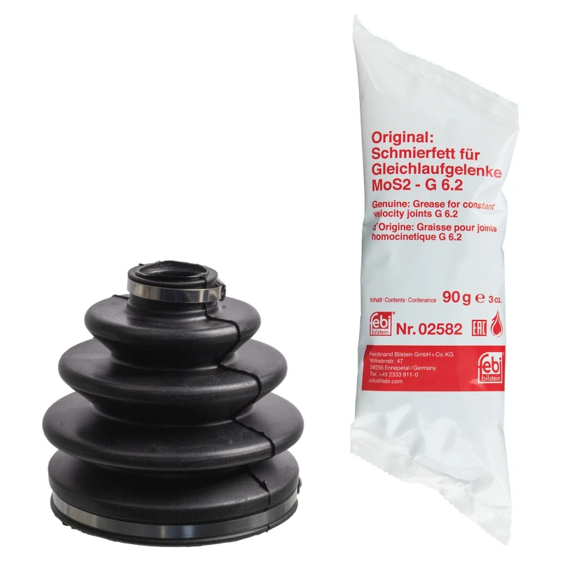 Image of FEBI BILSTEIN 29842 CV Boot Wheel Side, Rubber, with clamps, with grease Rubber Bellow,drive shaft (194)