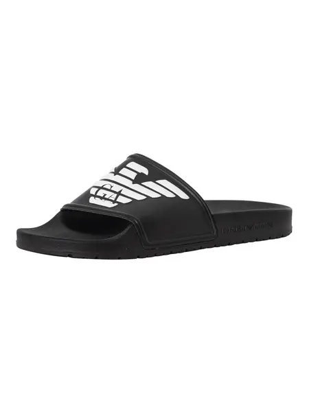 Image of Emporio Armani Logo Sliders Black/White 9 UK