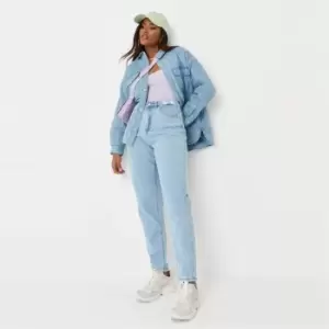 Image of Missguided Highwaisted Waistband Distress Jean - Blue