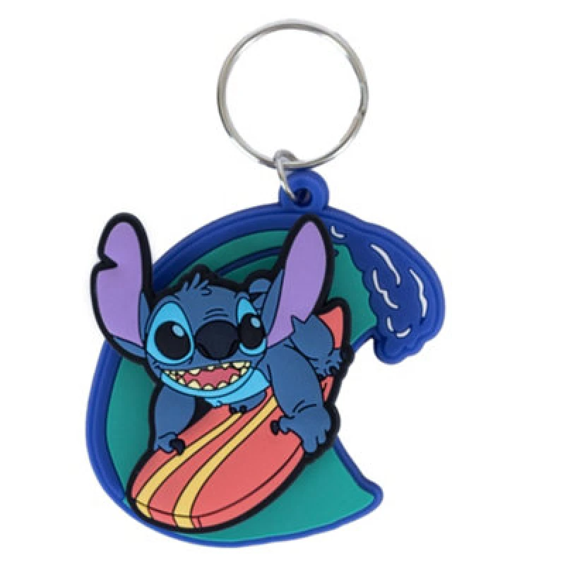Image of Lilo & Stitch Surf Pvc Stitch Keyring Blue (One Size)