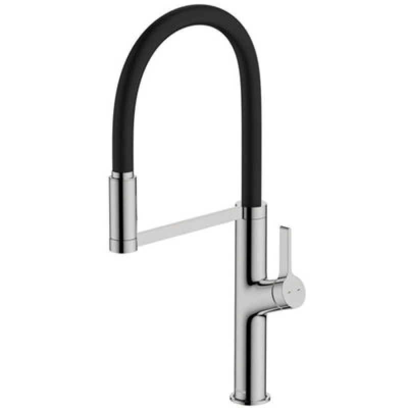 Image of McAlpine McAlpine Kinloch Rubber Hose Dual Function Aerator Kitchen Mixer Tap - Chrome Silver