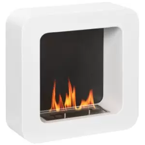 image of HOMCOM Wall Mounted Ethanol Fireplace, Bioethanol Heater Stove Fire with 1L Tank, 2.5 Hour Burning Time, White