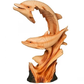 Image of Naturecraft Wood Effect Resin Figurine - Dolphin