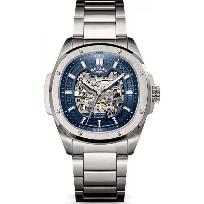 Image of Rotary Mens RGB10079-05 Apex 100 40mm Automatic Watch in Silver Silver Male One Size