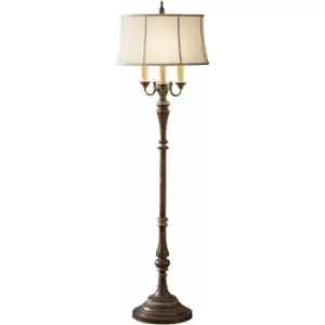 Image of Loops - 4 Bulb Floor Lamp Desert Linen Fabric Shade Cambridge Crackle LED E27 60W